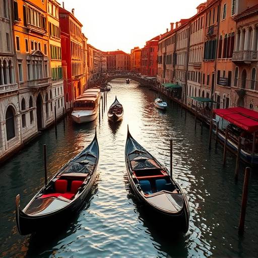 Canali di Venezia con gondole