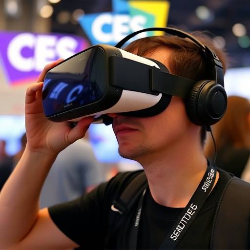 Una persona che prova un visore per la realt&radic;&dagger; virtuale al CES